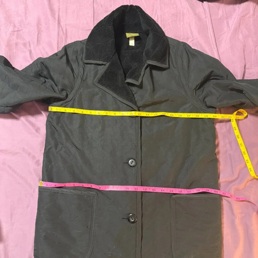 Maralyce Ferree Scarborough, Maine black button-down textured coat size small - Picture 5 of 10